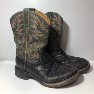 Ariat Cowboy Boots, Preowned, M SZ 10.5, Broken In, Red, Blue, Yellow